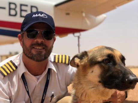 Phil Henderson with passenger Rasby the dog