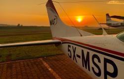 Sunsets over the aircraft in Uganda